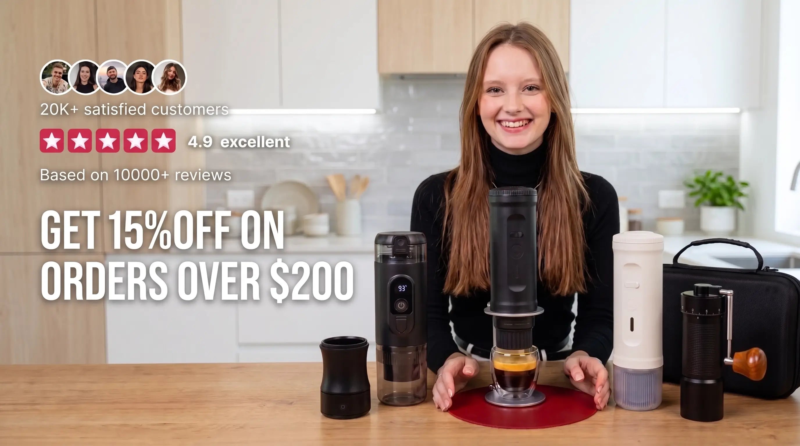 YomiNobo portable espresso machine collection displayed on kitchen counter